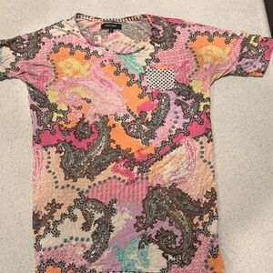 Ellen Tracy Pink and Orange Paisley Top